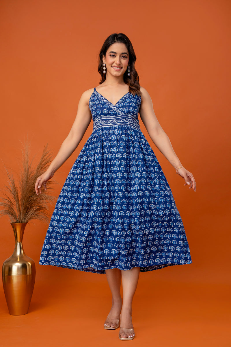 Solmira Indigo Strappy Midi Dress