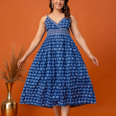 Solmira Indigo Strappy Midi Dress