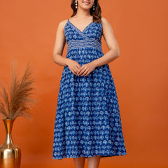 Solmira Indigo Strappy Midi Dress