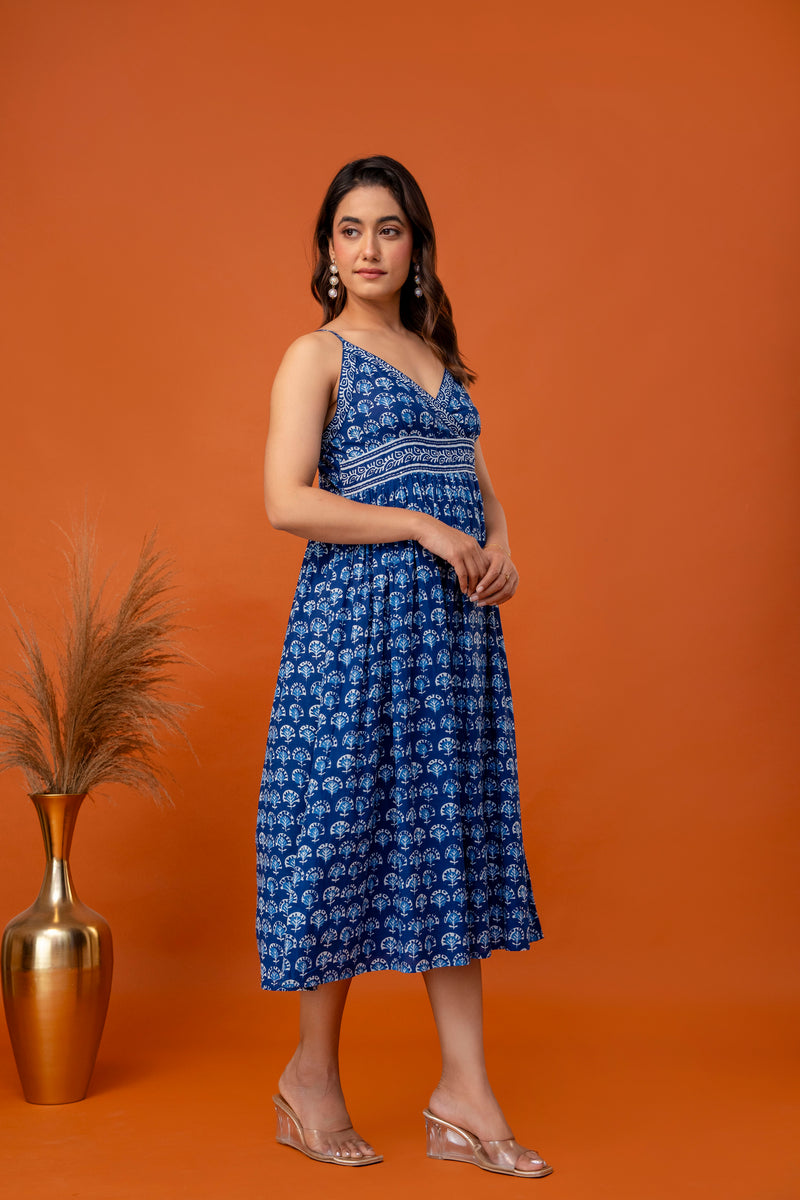 Solmira Indigo Strappy Midi Dress