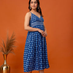 Solmira Indigo Strappy Midi Dress