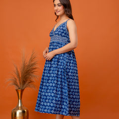Solmira Indigo Strappy Midi Dress