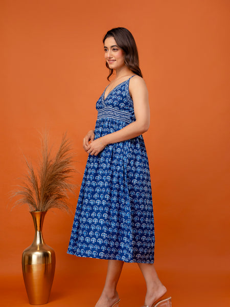 Solmira Indigo Strappy Midi Dress
