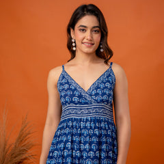Solmira Indigo Strappy Midi Dress