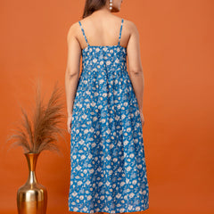 Teal Blossom Strappy Midi Dress