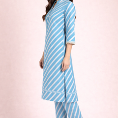 Diagonal Striped Print Kurta Set