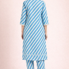 Diagonal Striped Print Kurta Set