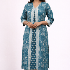 Ocean Indigo Handblock Kurta Set