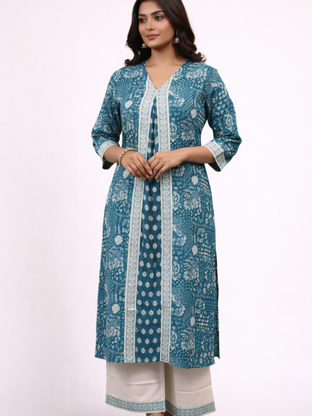 Ocean Indigo Handblock Kurta Set