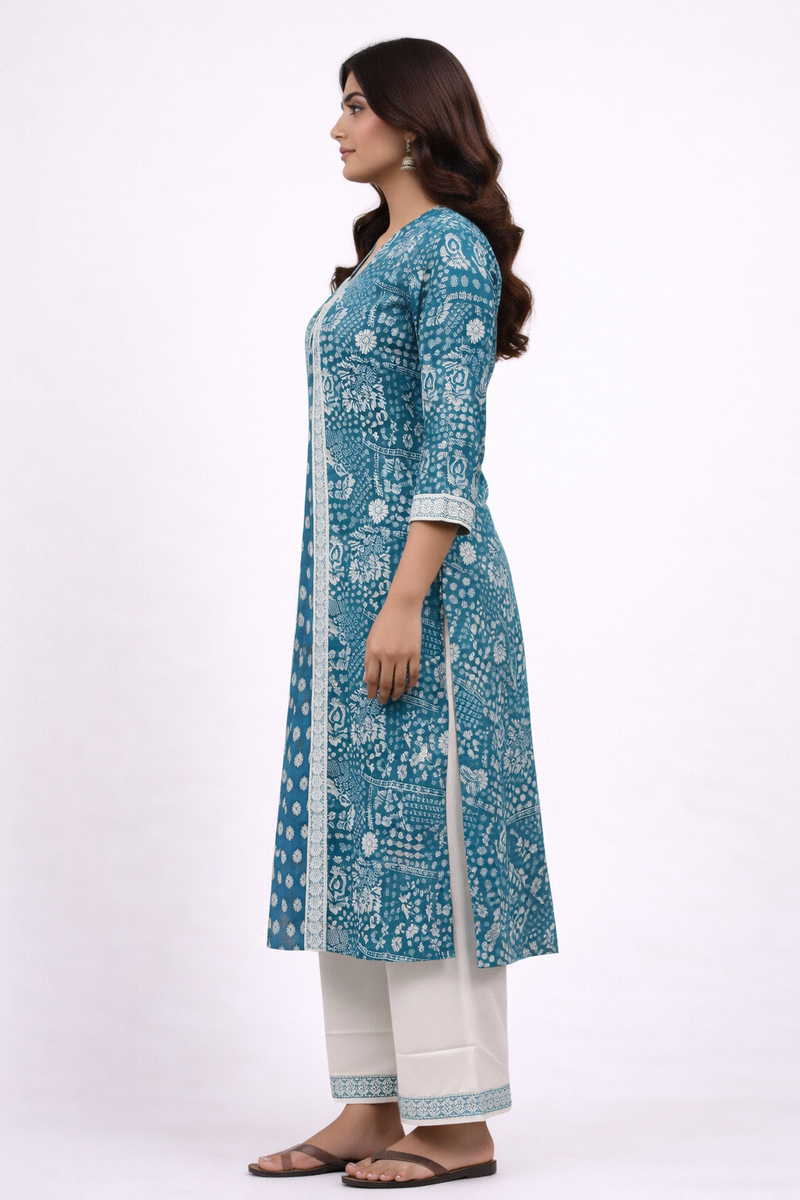 Ocean Indigo Handblock Kurta Set