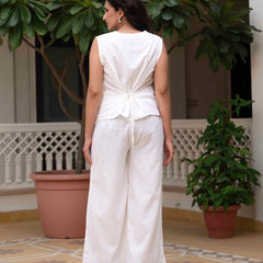 Slub Embroidered Grace Co-ord White