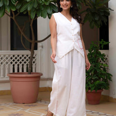 Slub Embroidered Grace Co-ord White