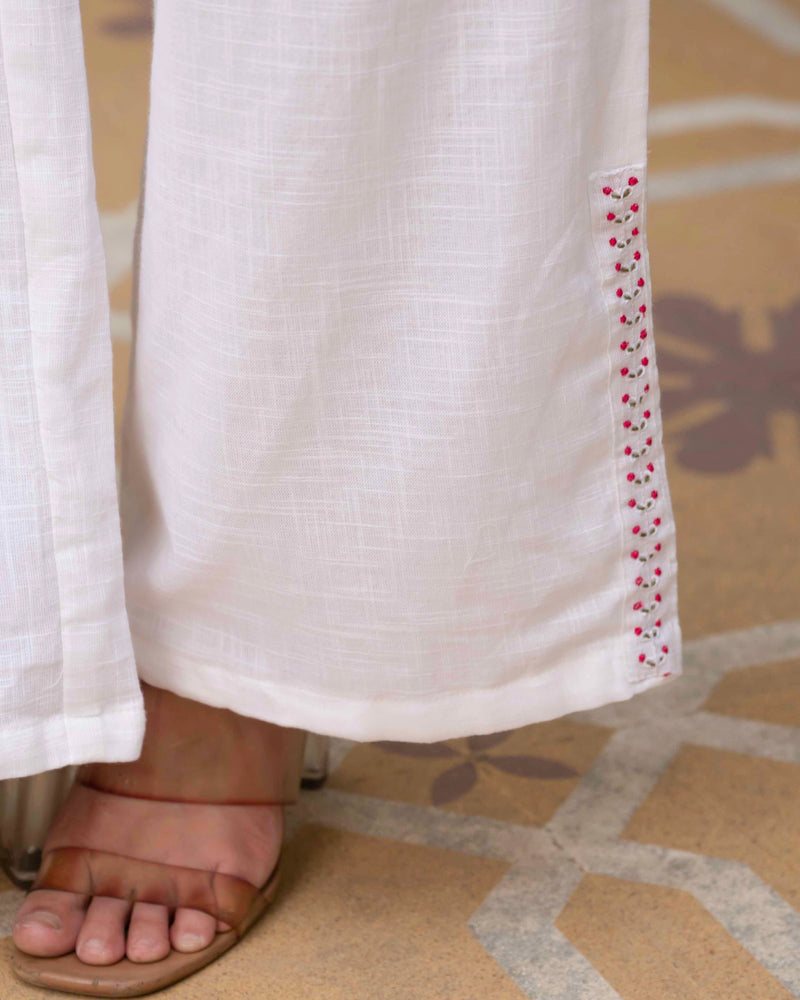 Slub Embroidered Grace Co-ord White