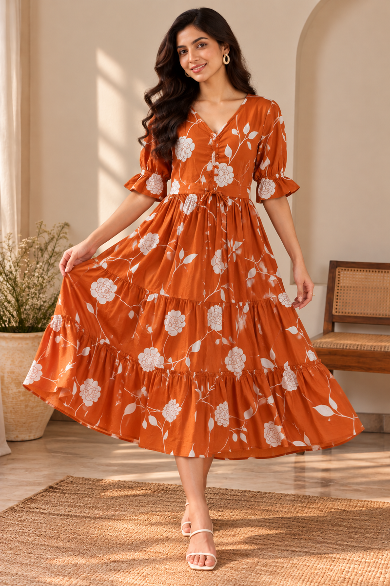 Petal Sleeve Midi Dress