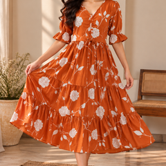 Petal Sleeve Midi Dress