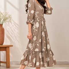 Petal Sleeve Midi Dress