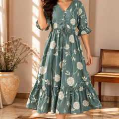 Petal Sleeve Midi Dress