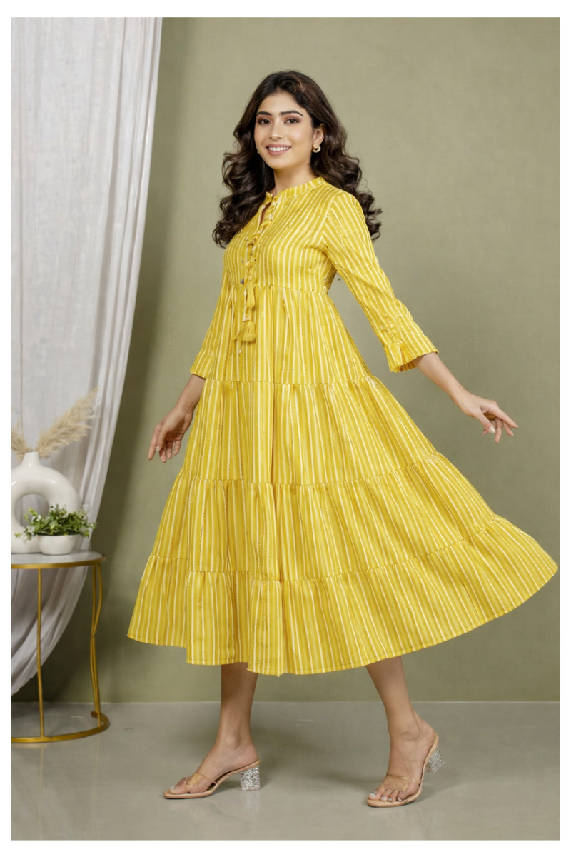 Sunrise Stripes Tiered Fit & Flare Dress