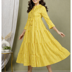 Sunrise Stripes Tiered Fit & Flare Dress
