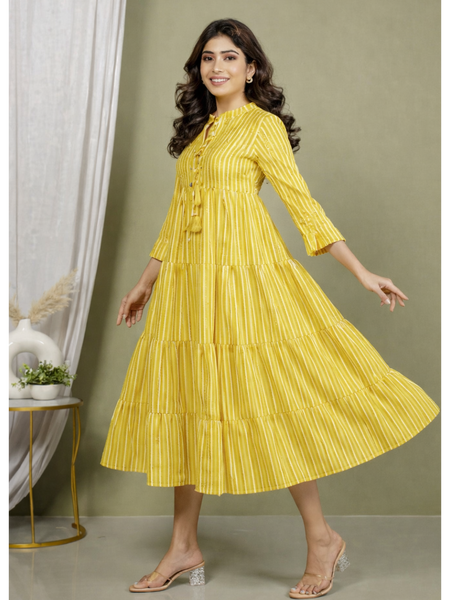 Sunrise Stripes Tiered Fit & Flare Dress