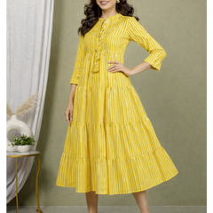 Sunrise Stripes Tiered Fit & Flare Dress