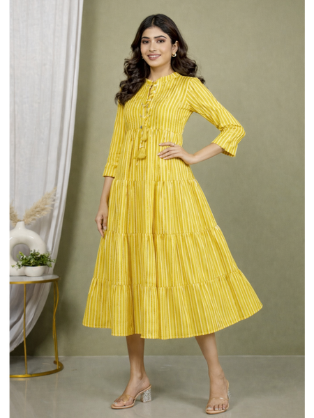 Sunrise Stripes Tiered Fit & Flare Dress