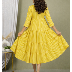 Sunrise Stripes Tiered Fit & Flare Dress