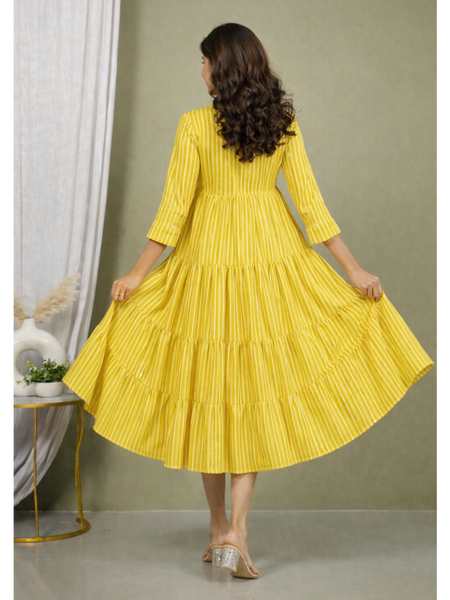 Sunrise Stripes Tiered Fit & Flare Dress