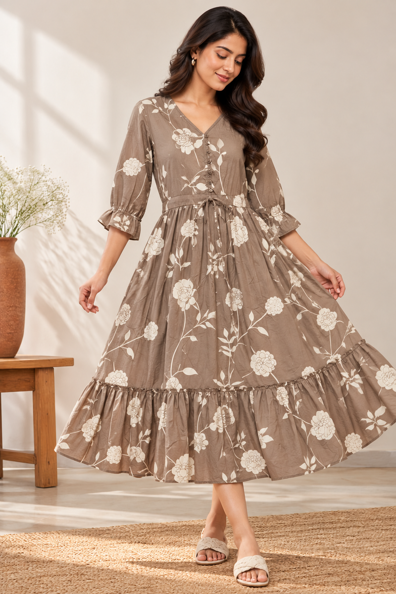 Petal Sleeve Midi Dress