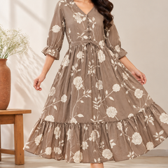 Petal Sleeve Midi Dress