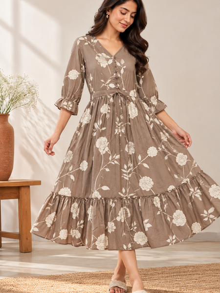 Petal Sleeve Midi Dress