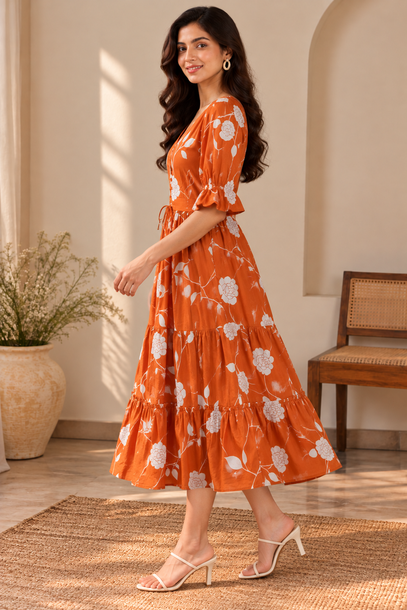 Petal Sleeve Midi Dress