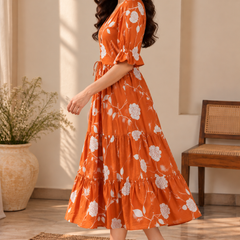 Petal Sleeve Midi Dress