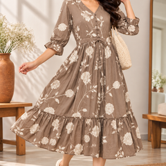 Petal Sleeve Midi Dress
