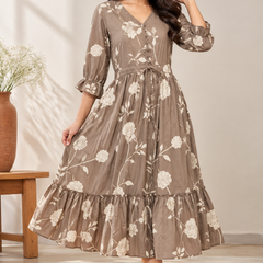 Petal Sleeve Midi Dress