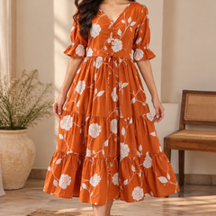 Petal Sleeve Midi Dress