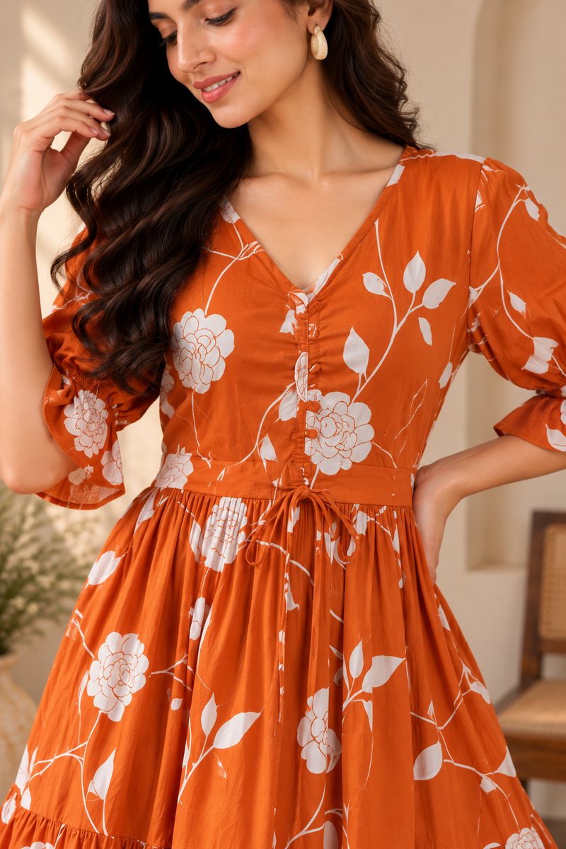 Petal Sleeve Midi Dress