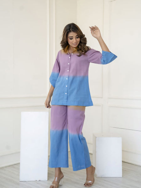 Brown Blue Ombre Co-ord Set