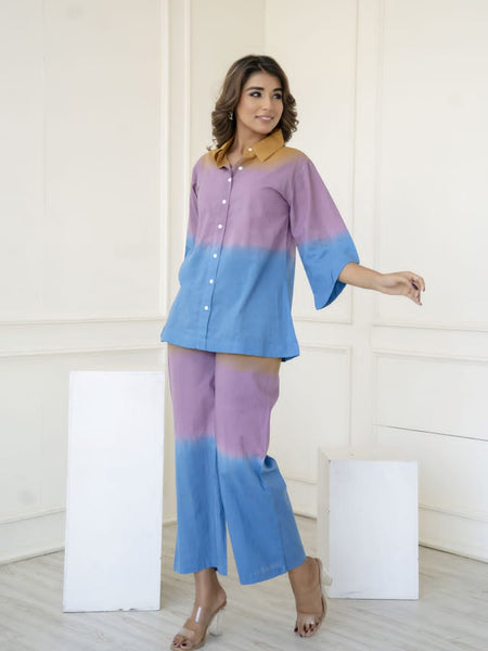 Brown Blue Ombre Co-ord Set