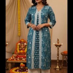 Ocean Indigo Handblock Kurta Set