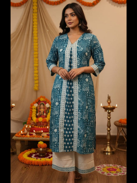 Ocean Indigo Handblock Kurta Set