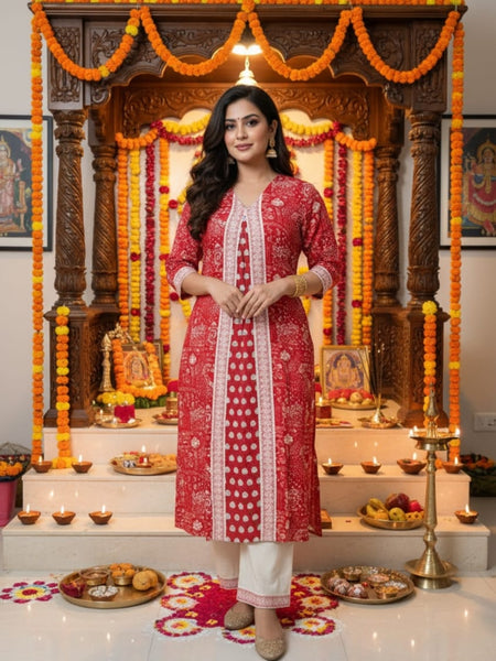 Crimson Elegance Kurta Set