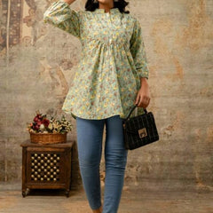 Blush Meadow Floral Pintuck Peplum Top
