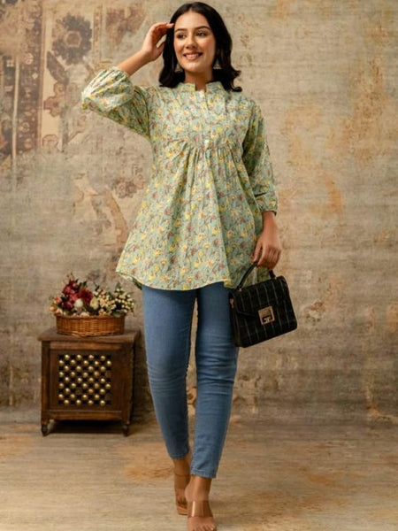 Blush Meadow Floral Pintuck Peplum Top