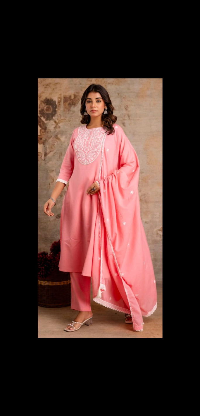 Pastel Embroidered Suit Set