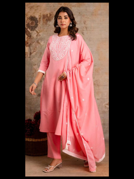 Pastel Embroidered Suit Set