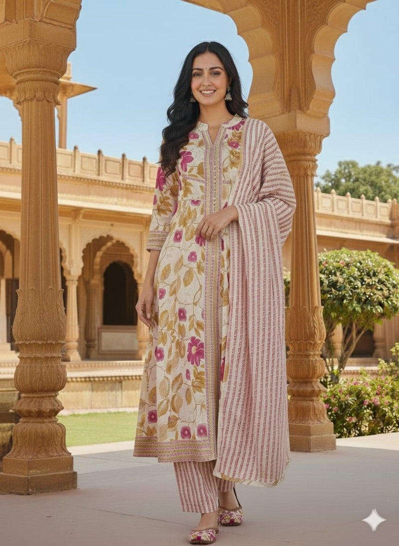 Vanaaz Cotton Printed Kurta Set