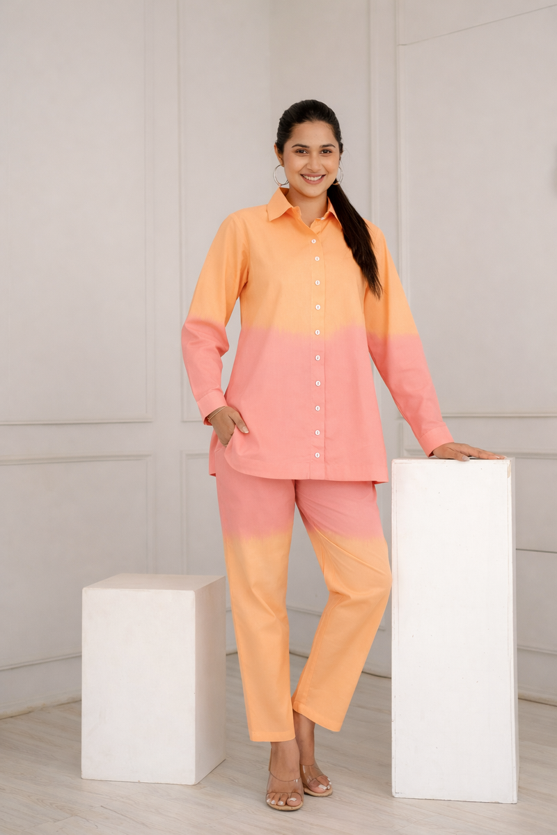 Orange Wave Ombre Co-ord Set