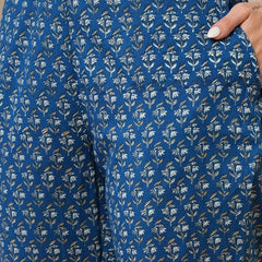Blue Floral Kantha Kurti Set