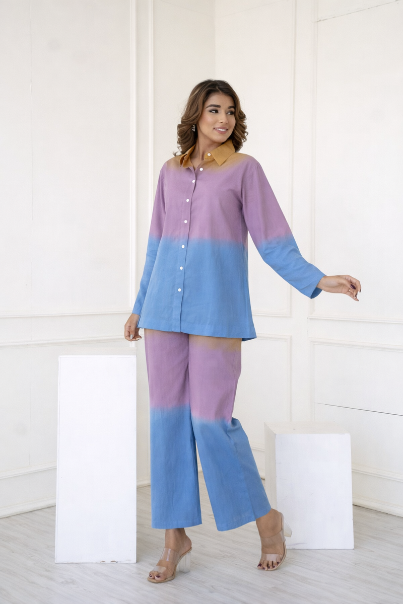 Brown Blue Ombre Co-ord Set